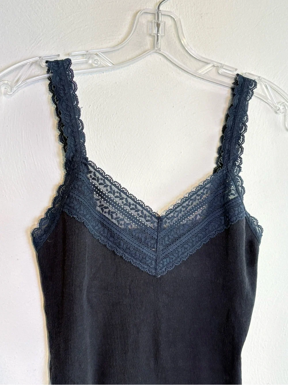 Vintage Y2K Abercrombie & Fitch 2000s Lace Trim Ribbed Cami Tank Top - Picture 6 of 15